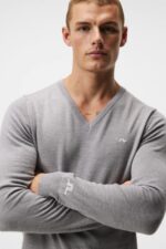Lymann Knitted Sweater Light Grey Melange Men J.Lindeberg Clothing 66XF653 - Image 4
