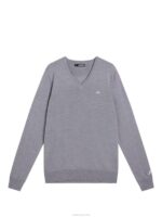 Lymann Knitted Sweater Light Grey Melange Men J.Lindeberg Clothing 66XF653 - Image 5