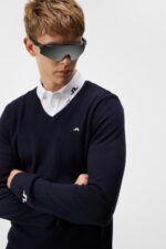 Lymann Knitted Sweater Navy Men J.Lindeberg Clothing 66XF555 - Image 3