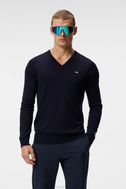 Lymann Knitted Sweater Navy Men J.Lindeberg Clothing 66XF650