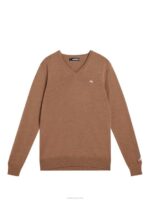Lymann Knitted Sweater Tiger Brown Men J.Lindeberg Clothing 66XF652 - Image 6