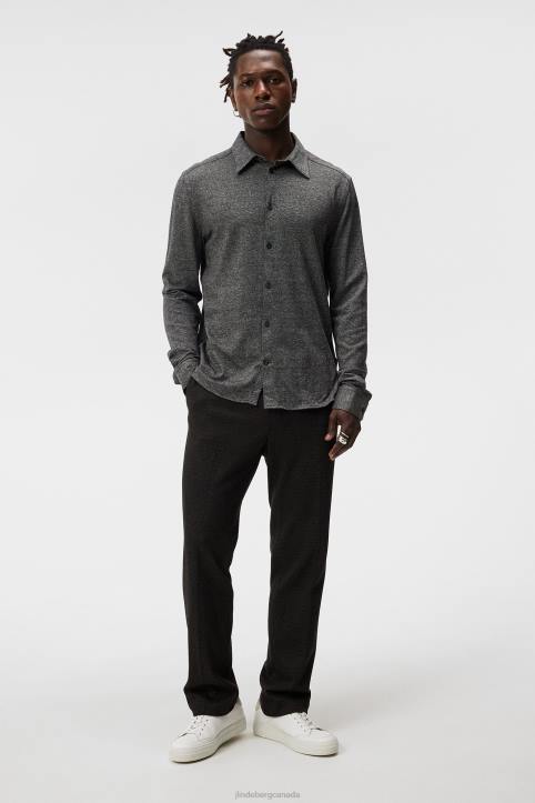 Marlon Jersey Slim Shirt Mid Grey Melange Men J.Lindeberg Clothing 66XF1155 - Image 3