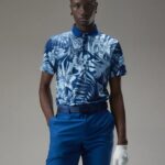 Martin Print Polo Hibiscus Blue Men J.Lindeberg Clothing 66XF338