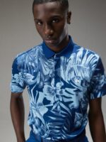 Martin Print Polo Hibiscus Blue Men J.Lindeberg Clothing 66XF338 - Image 4