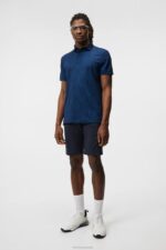 Mat Jacquard Polo Navy Men J.Lindeberg Clothing 66XF227 - Image 2