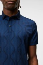 Mat Jacquard Polo Navy Men J.Lindeberg Clothing 66XF227 - Image 3