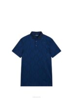 Mat Jacquard Polo Navy Men J.Lindeberg Clothing 66XF227 - Image 4