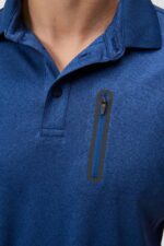 Max Polo Estate Blue Melange Men J.Lindeberg Clothing 66XF45 - Image 4