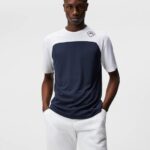 Mesh Blocked T-shirt Navy Men J.Lindeberg Clothing 66XF186