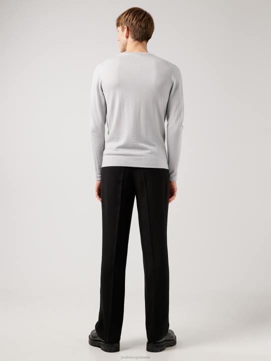 Nigel Silk Wool Sweater Stone Grey Men J.Lindeberg Clothing 66XF2371 - Image 2