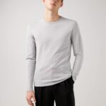 Nigel Silk Wool Sweater Stone Grey Men J.Lindeberg Clothing 66XF2371