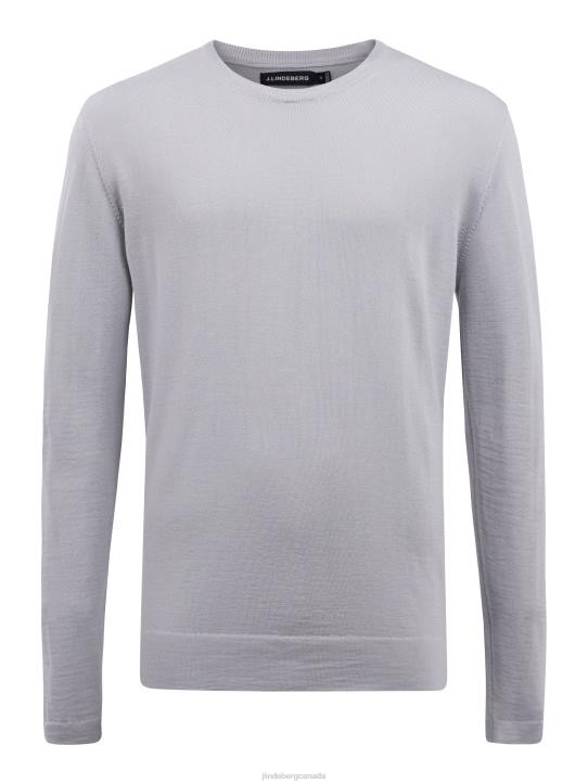 Nigel Silk Wool Sweater Stone Grey Men J.Lindeberg Clothing 66XF2371 - Image 5