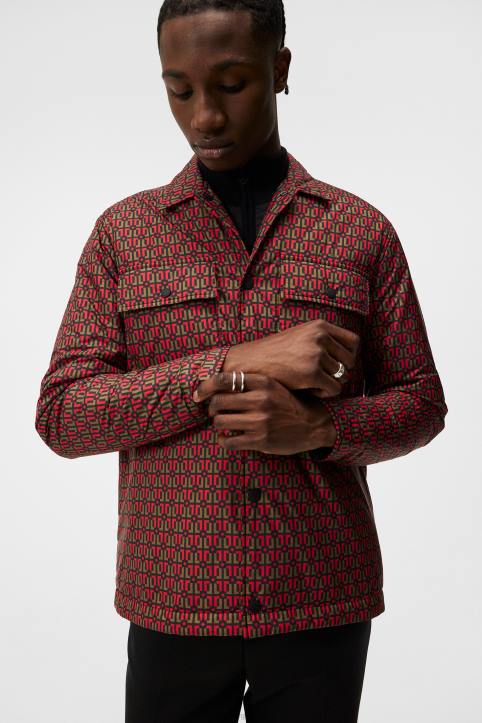 Nile Padded Print Overshirt Monk Geo Black Men J.Lindeberg Clothing 66XF1148 - Image 3