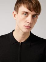 Nino Knitted Polo Black Men J.Lindeberg Clothing 66XF2114 - Image 3