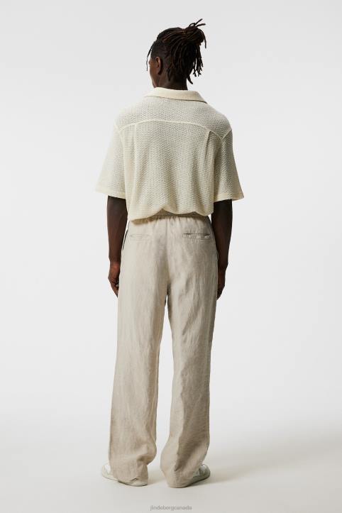 Noah Wide Linen Pants Cloud White Men J.Lindeberg Clothing 66XF1127 - Image 2
