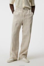 Noah Wide Linen Pants Cloud White Men J.Lindeberg Clothing 66XF1127