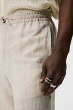 Noah Wide Linen Pants Cloud White Men J.Lindeberg Clothing 66XF1127 - Image 4