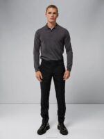 Noel Light Merino Polo Dark Grey Melange Men J.Lindeberg Clothing 66XF1080 - Image 2