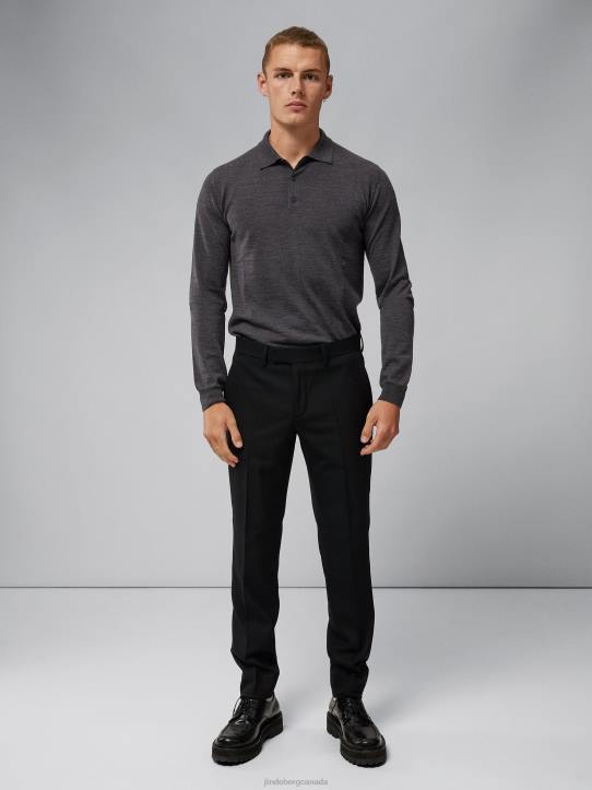 Noel Light Merino Polo Dark Grey Melange Men J.Lindeberg Clothing 66XF1080 - Image 2
