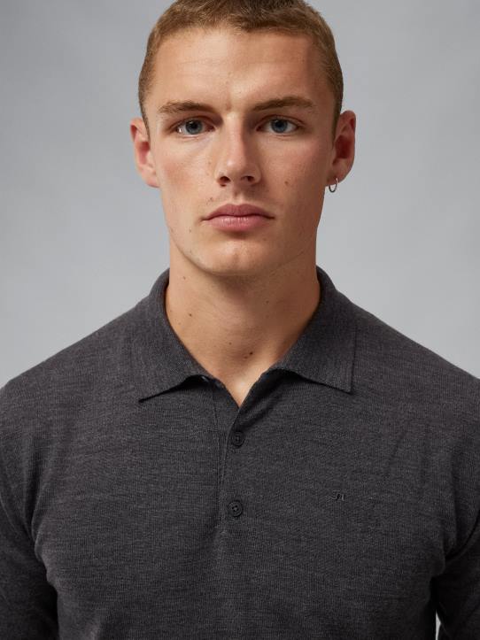 Noel Light Merino Polo Dark Grey Melange Men J.Lindeberg Clothing 66XF1080 - Image 3