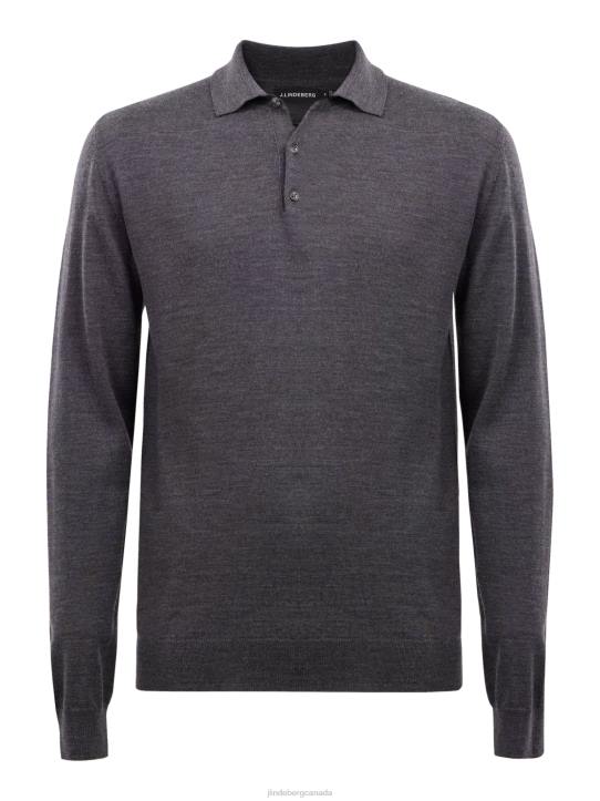 Noel Light Merino Polo Dark Grey Melange Men J.Lindeberg Clothing 66XF1080 - Image 4