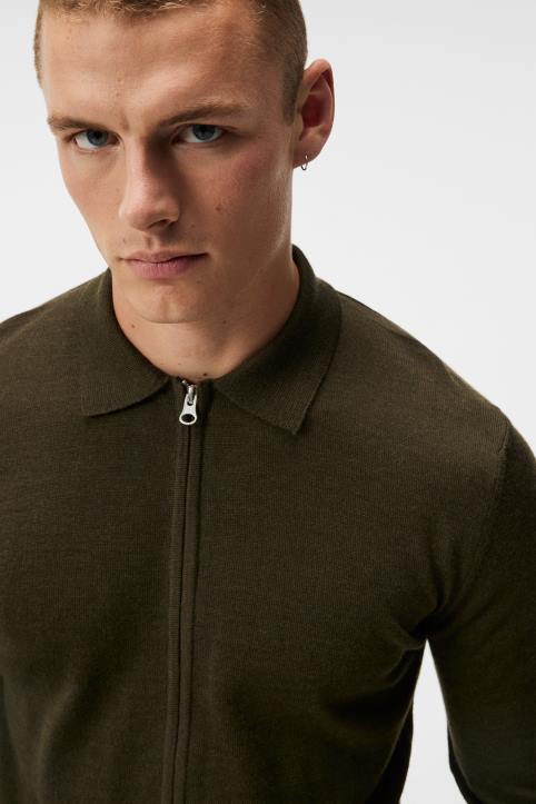 Nyle Merino Zip Cardigan Forest Green Men J.Lindeberg Clothing 66XF1010 - Image 3