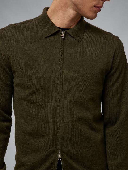 Nyle Merino Zip Cardigan Forest Green Men J.Lindeberg Clothing 66XF2316 - Image 3