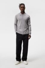 Nyle Merino Zip Cardigan Light Grey Melange Men J.Lindeberg Clothing 66XF1011 - Image 2
