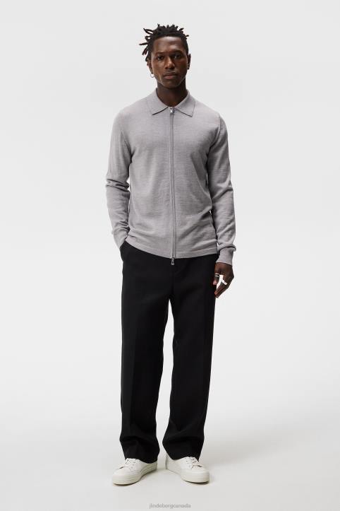 Nyle Merino Zip Cardigan Light Grey Melange Men J.Lindeberg Clothing 66XF1011 - Image 2