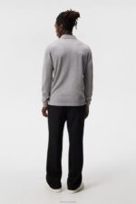 Nyle Merino Zip Cardigan Light Grey Melange Men J.Lindeberg Clothing 66XF1011