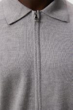 Nyle Merino Zip Cardigan Light Grey Melange Men J.Lindeberg Clothing 66XF1011 - Image 4