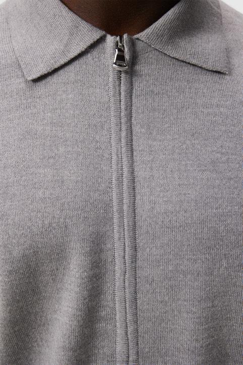 Nyle Merino Zip Cardigan Light Grey Melange Men J.Lindeberg Clothing 66XF1011 - Image 4