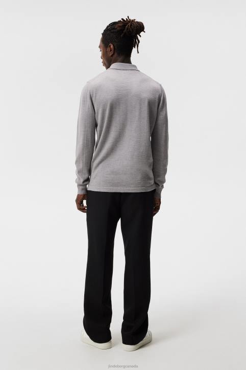 Nyle Merino Zip Cardigan Light Grey Melange Men J.Lindeberg Clothing 66XF1011 - Image 1