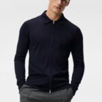 Nyle Merino Zip Cardigan Navy Men J.Lindeberg Clothing 66XF1045