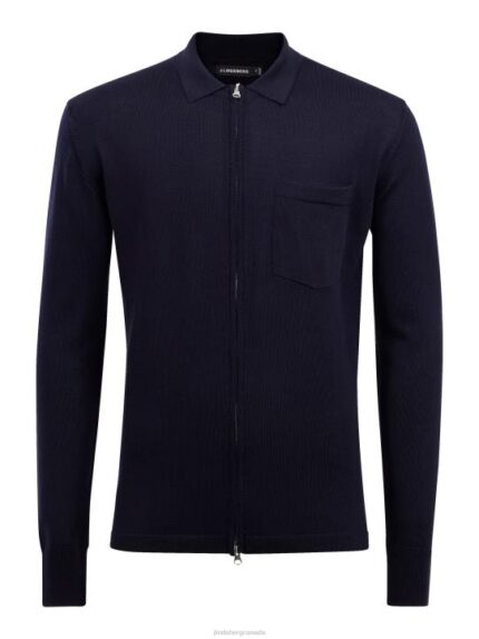 Nyle Merino Zip Cardigan Navy Men J.Lindeberg Clothing 66XF2360