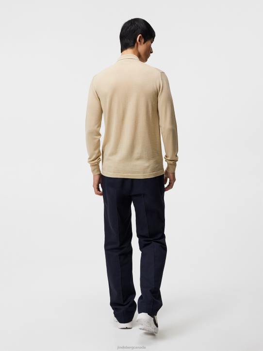 Nyle Merino Zip Cardigan Safari Beige Men J.Lindeberg Clothing 66XF1046 - Image 2
