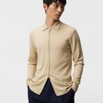 Nyle Merino Zip Cardigan Safari Beige Men J.Lindeberg Clothing 66XF1046