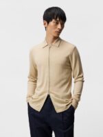Nyle Merino Zip Cardigan Safari Beige Men J.Lindeberg Clothing 66XF1046
