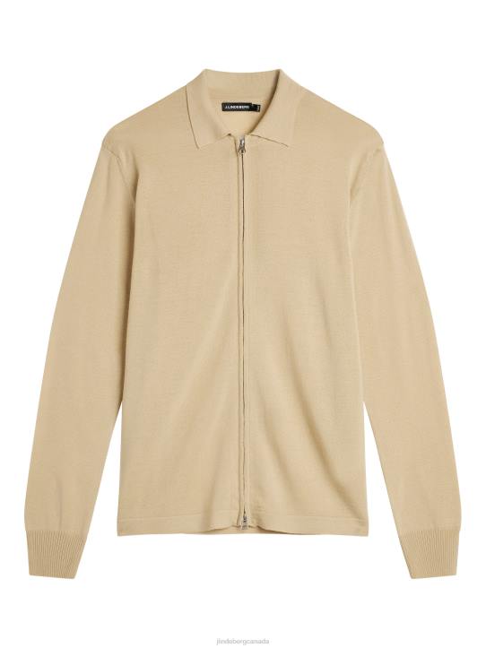 Nyle Merino Zip Cardigan Safari Beige Men J.Lindeberg Clothing 66XF1046 - Image 5