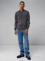 Nyle Merino Zip Cardigan Volcanic Ash Men J.Lindeberg Clothing 66XF2315 - Image 2