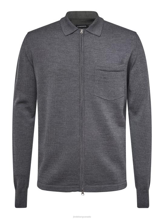 Nyle Merino Zip Cardigan Volcanic Ash Men J.Lindeberg Clothing 66XF2315 - Image 4