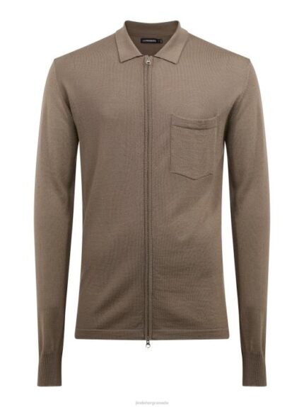 Nyle Merino Zip Cardigan Walnut Men J.Lindeberg Clothing 66XF2359