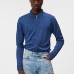 Nylo Linen Blend Full Zip Blue Quartz Men J.Lindeberg Clothing 66XF1033