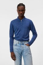 Nylo Linen Blend Full Zip Blue Quartz Men J.Lindeberg Clothing 66XF1033