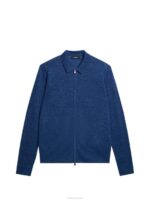 Nylo Linen Blend Full Zip Blue Quartz Men J.Lindeberg Clothing 66XF1033 - Image 5