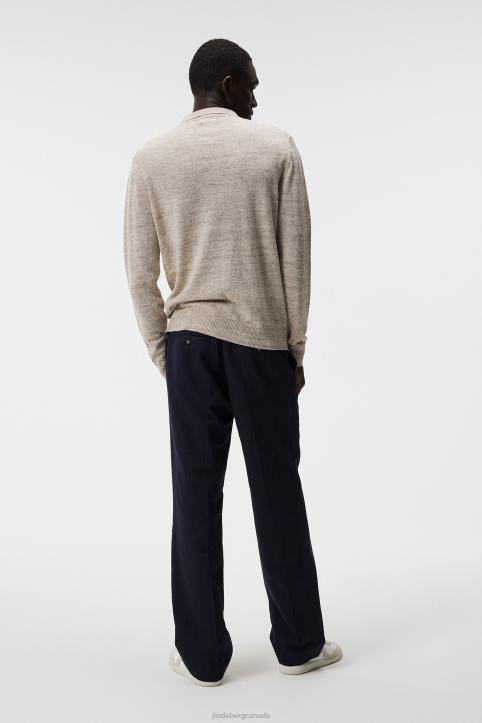 Nylo Linen Blend Full Zip Safari Beige Men J.Lindeberg Clothing 66XF1032 - Image 2