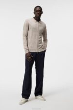 Nylo Linen Blend Full Zip Safari Beige Men J.Lindeberg Clothing 66XF1032 - Image 3