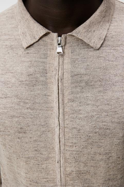 Nylo Linen Blend Full Zip Safari Beige Men J.Lindeberg Clothing 66XF1032 - Image 5