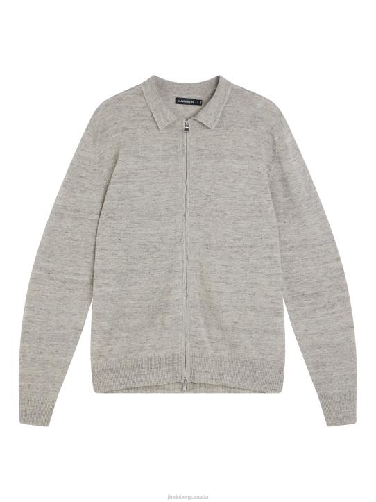 Nylo Linen Blend Full Zip Safari Beige Men J.Lindeberg Clothing 66XF1032 - Image 6
