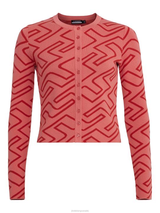 Odessa Golf Cardigan Faded Rose Bridge Monogram Women J.Lindeberg Clothing 66XF2833 - Image 4